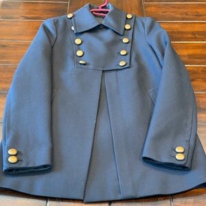 French Connection vintage Navy Pea Coat with Gold Buttons